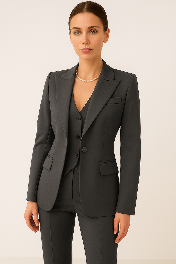 Women's 3-Piece Suit Set – Blazer, Vest, and Trousers for All-Season Wear