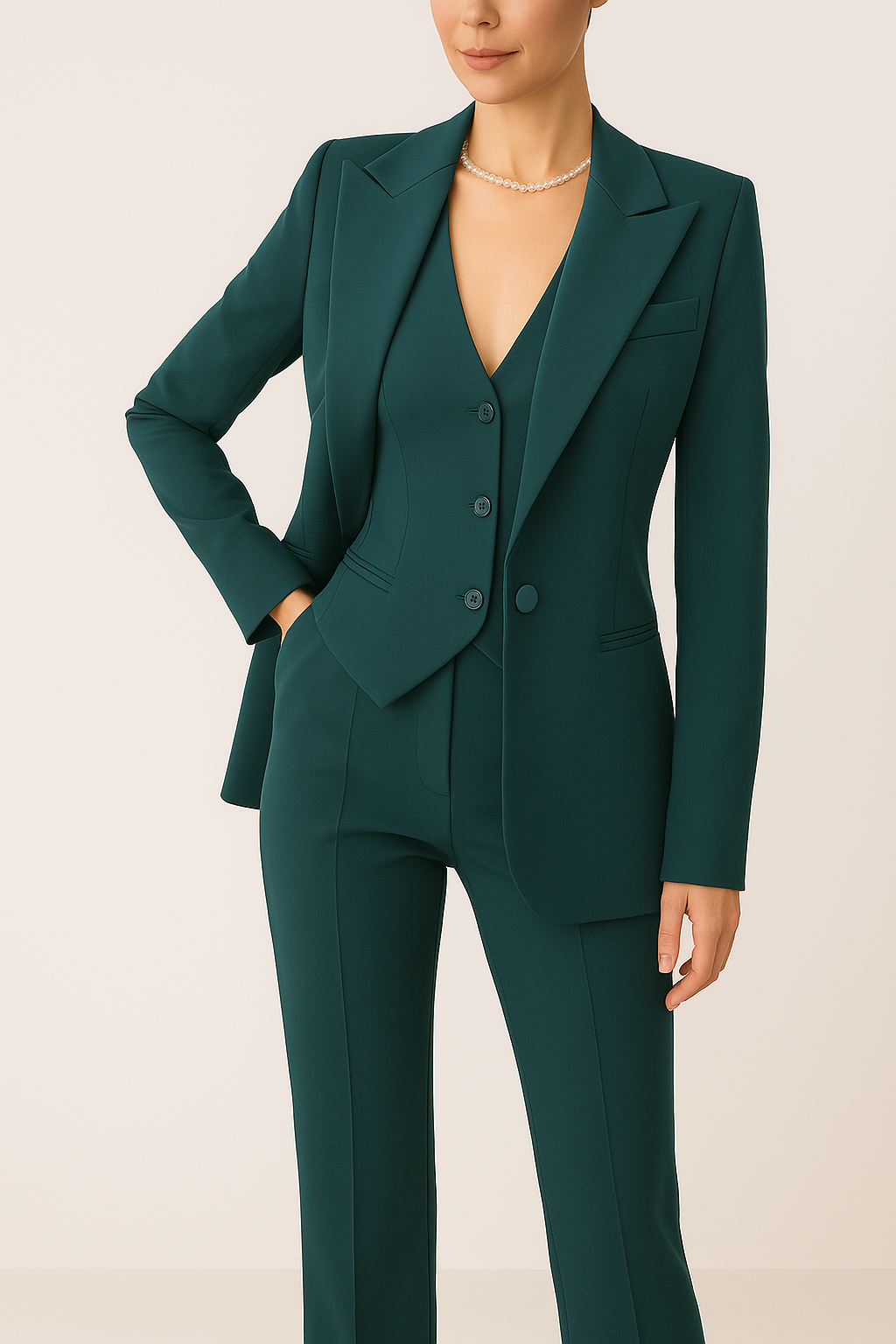 Women's 3-Piece Suit Set – Blazer, Vest, and Trousers for All-Season Wear