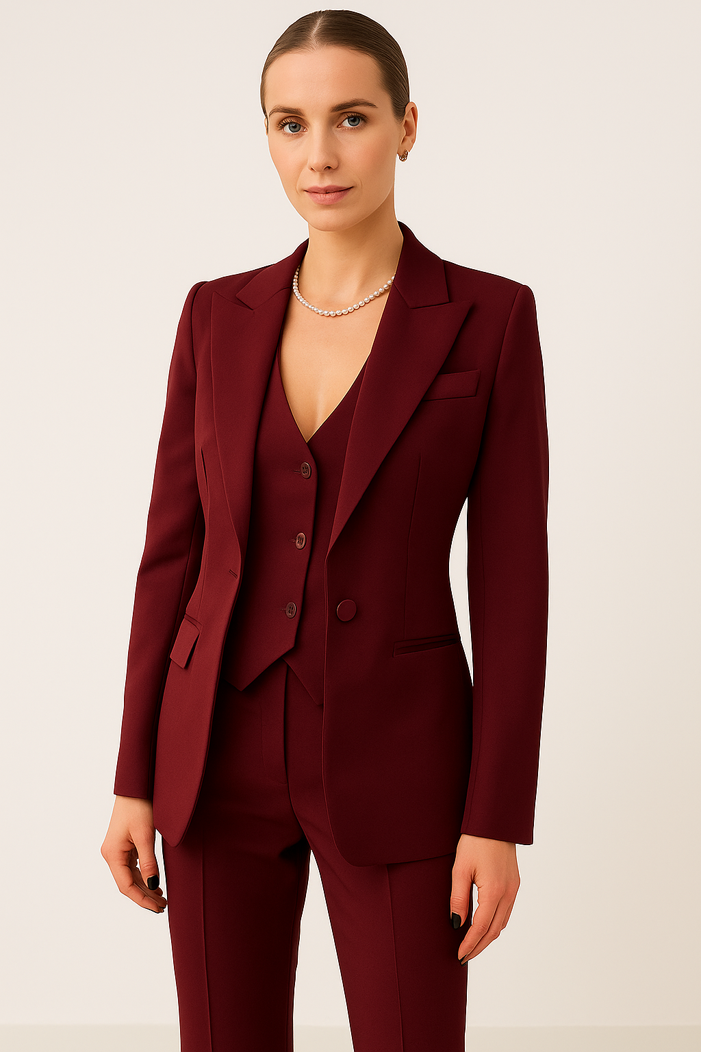 Women's 3-Piece Suit Set – Blazer, Vest, and Trousers for All-Season Wear