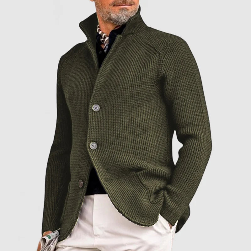 Men's Knitted Cardigan – Classic Button-Up Sweater with Ribbed Design