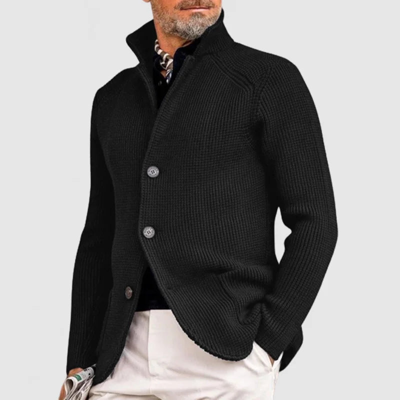 Men's Knitted Cardigan – Classic Button-Up Sweater with Ribbed Design