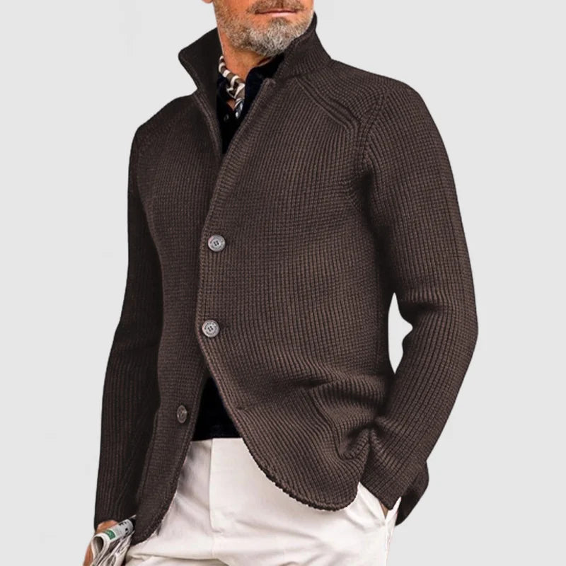 Men's Knitted Cardigan – Classic Button-Up Sweater with Ribbed Design