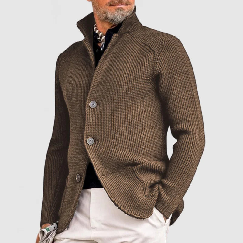 Men's Knitted Cardigan – Classic Button-Up Sweater with Ribbed Design