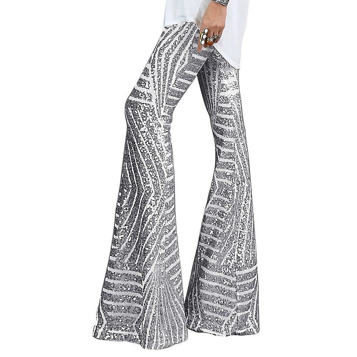 Women's Sequin Flared Pants – Sparkling High-Waist Party Trousers