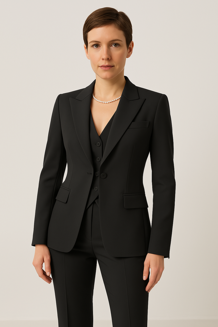 Women's 3-Piece Suit Set – Blazer, Vest, and Trousers for All-Season Wear